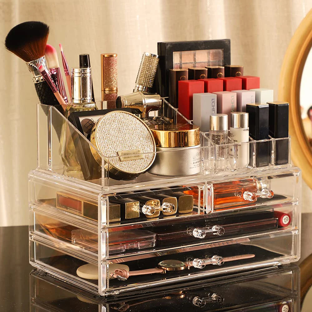 3 Drawer Cosmetic Organizer with Mirror